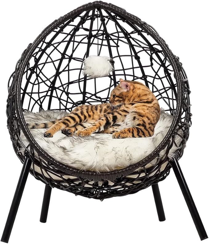 Cat Bed - Oval with Stand (Black)