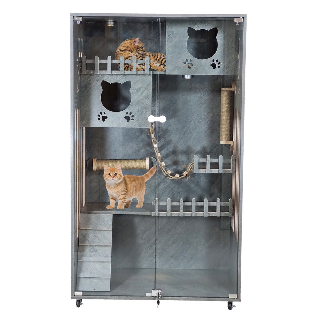 Wooden Cat Villa (F-90) Grey